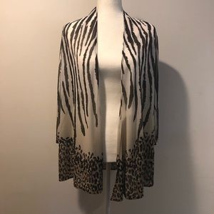 Chico’s travelers 0 animal print sheer blazer
